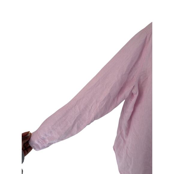 Orvis Button Down Shirt Pink Women's Linen Blend Long Sleeve Lagenlook Medium - Picture 6 of 11